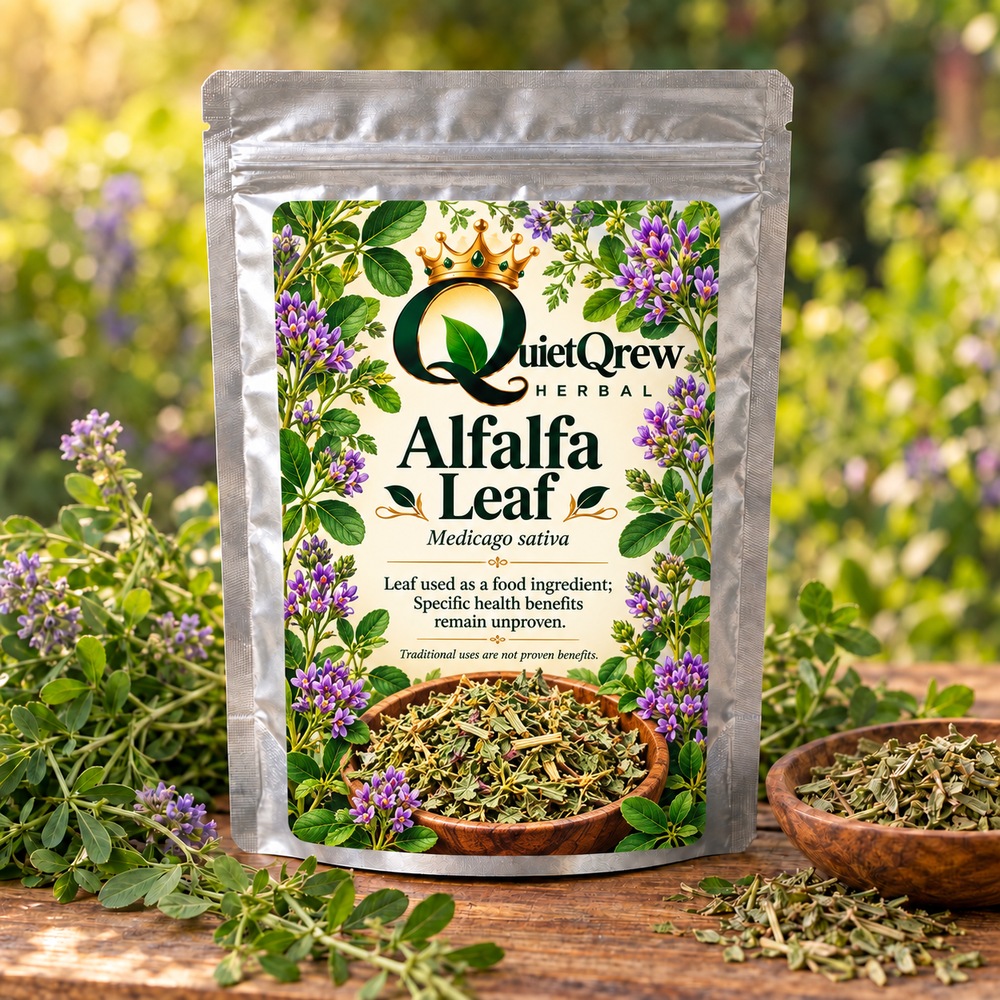 Alfalfa Leaf — Medicago sativa — QuietQrew Herbal label
