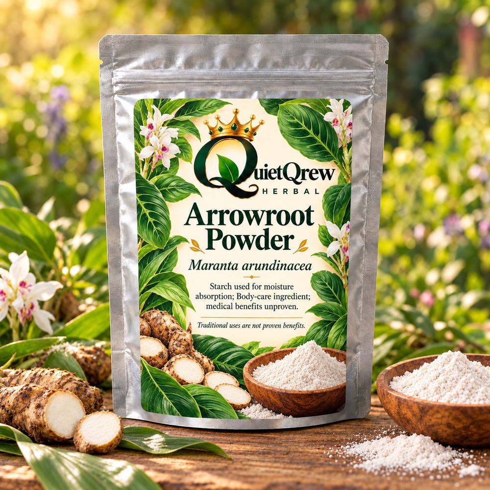 Arrowroot Powder — Maranta arundinacea — QuietQrew Herbal label