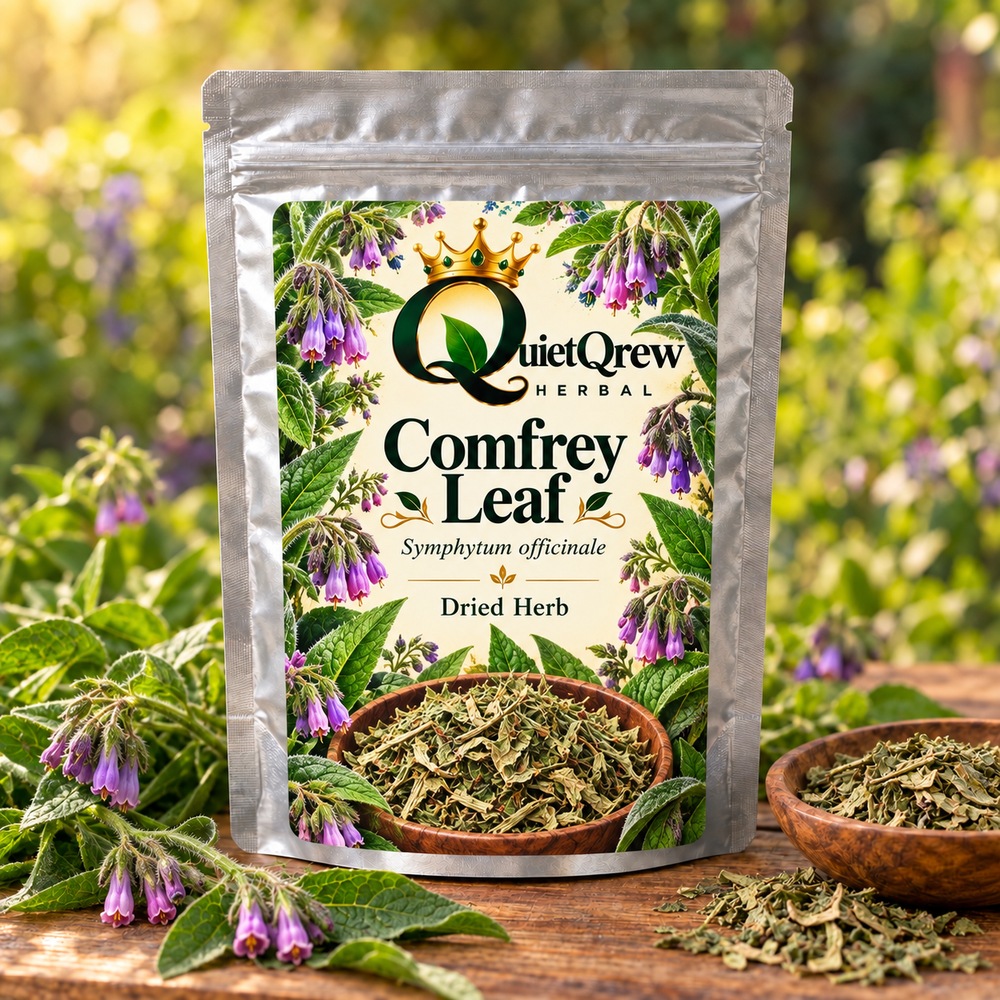 Comfrey Leaf — Symphytum officinale — QuietQrew Herbal label