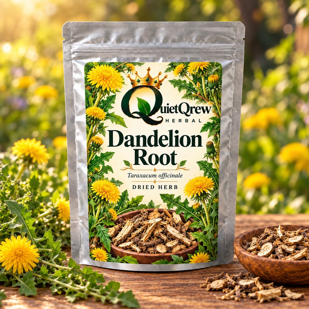 Dandelion Root — Taraxacum officinale — QuietQrew Herbal label