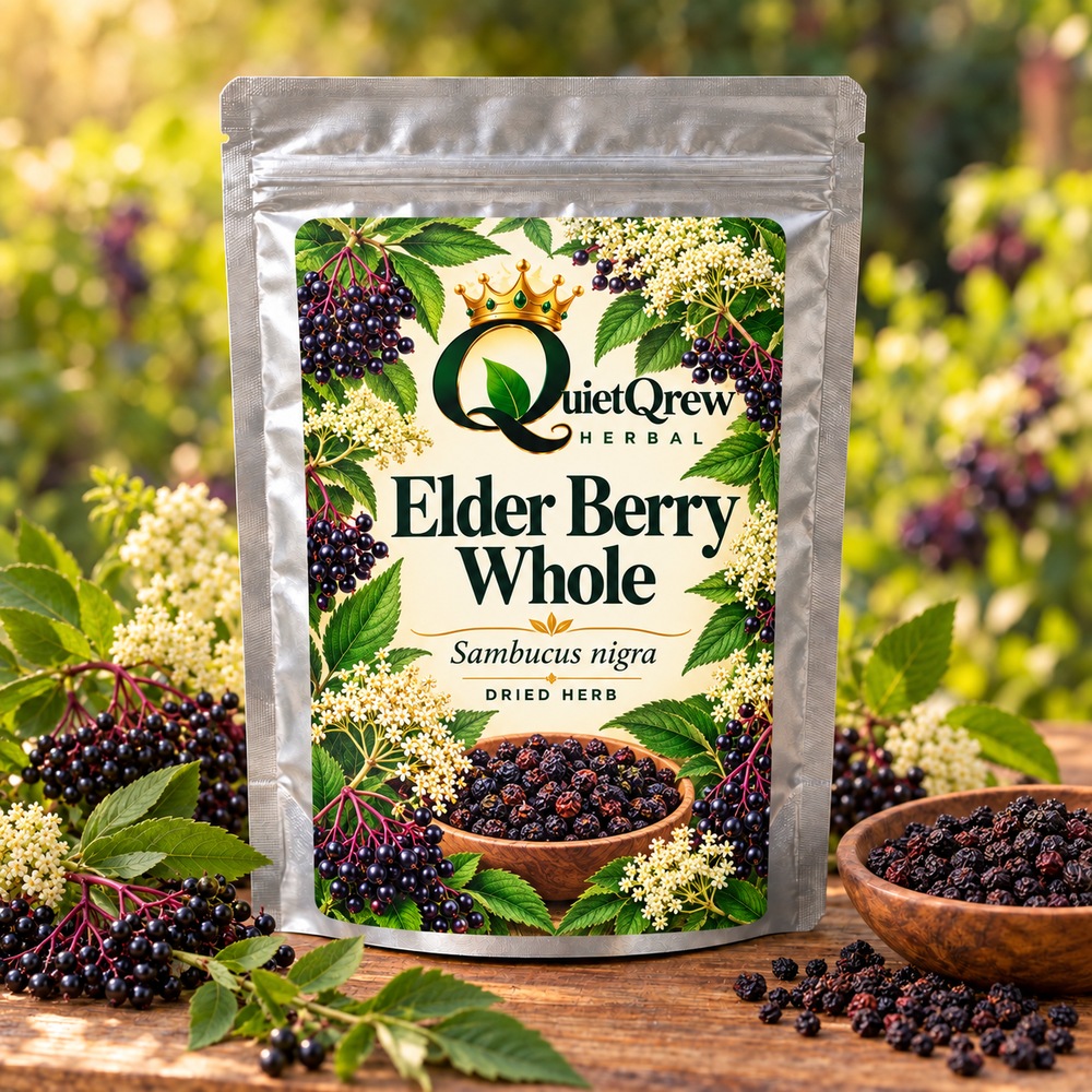 Elder Berry Whole — Sambucus nigra — QuietQrew Herbal label