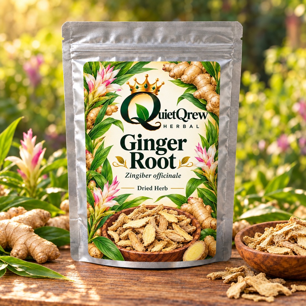 Ginger Root — Zingiber officinale — QuietQrew Herbal label