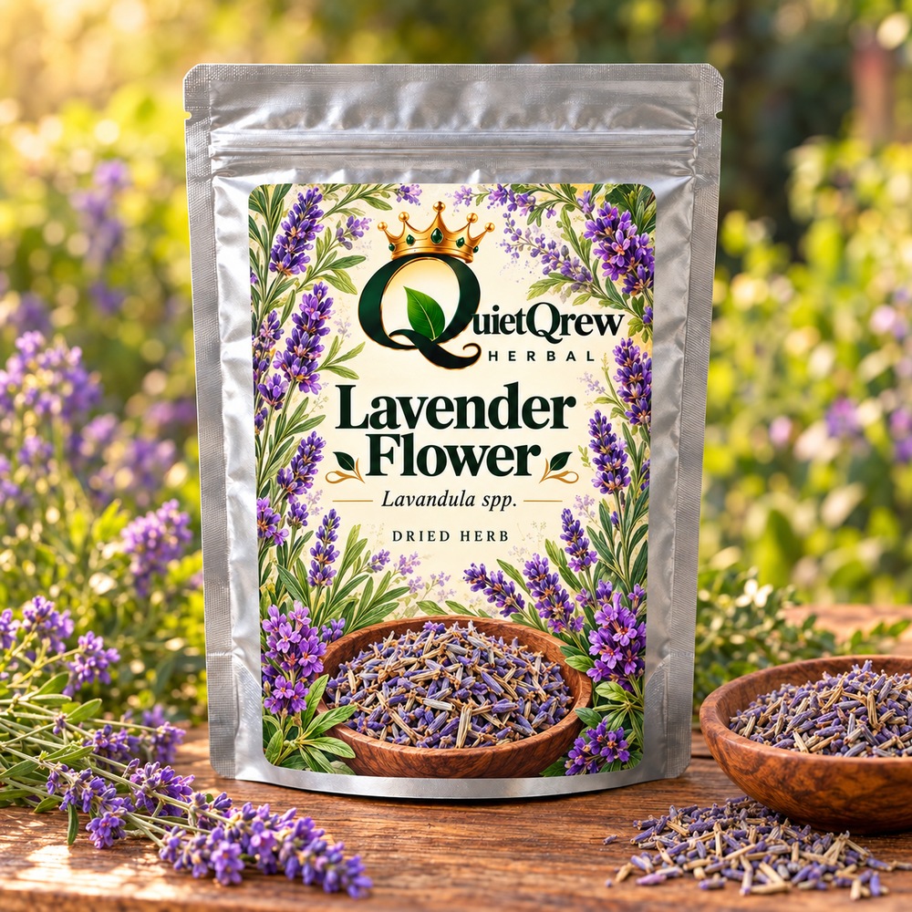Lavender Flower — Lavandula spp. — QuietQrew Herbal label