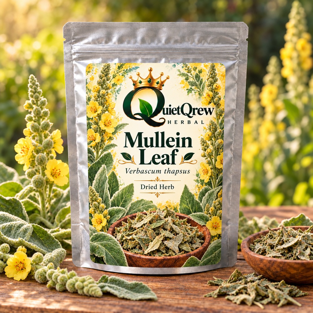 Mullein Leaf — Verbascum thapsus — QuietQrew Herbal label