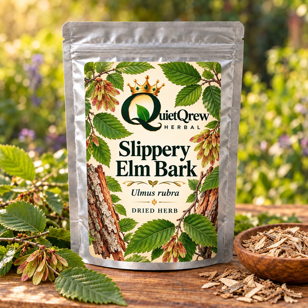 Slippery Elm Bark — Ulmus rubra — QuietQrew Herbal label