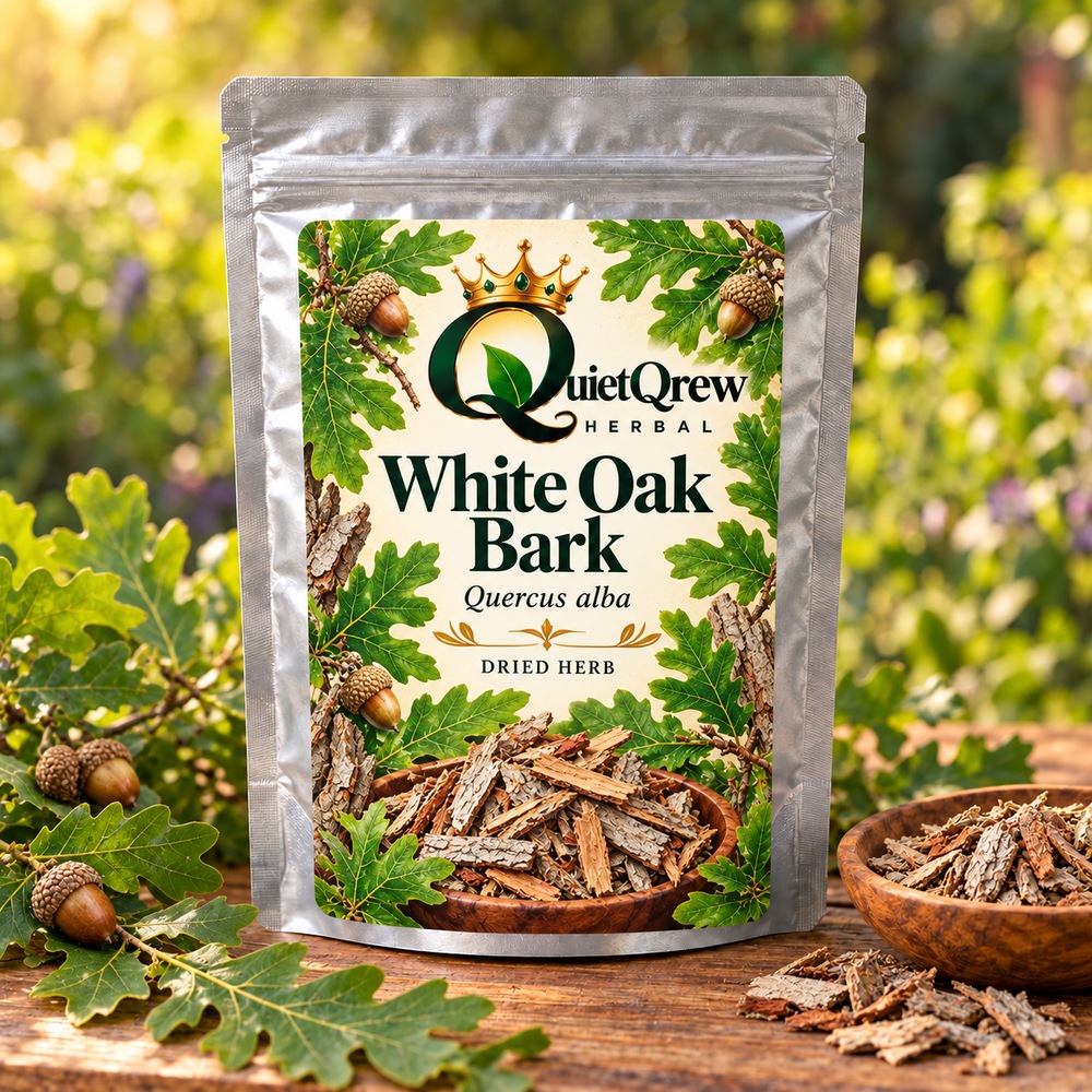 White Oak Bark — Quercus alba — QuietQrew Herbal label