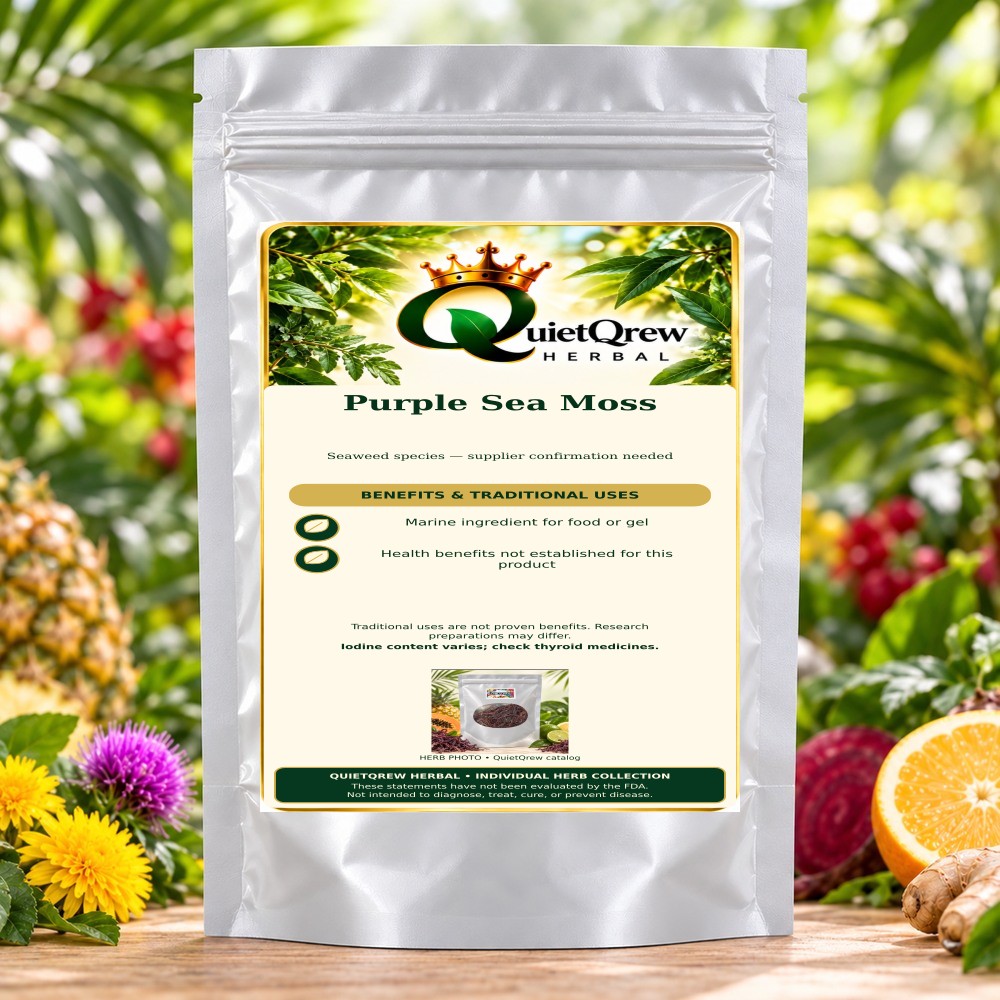 Purple Sea Moss — Seaweed species — supplier confirmation needed — QuietQrew Herbal label