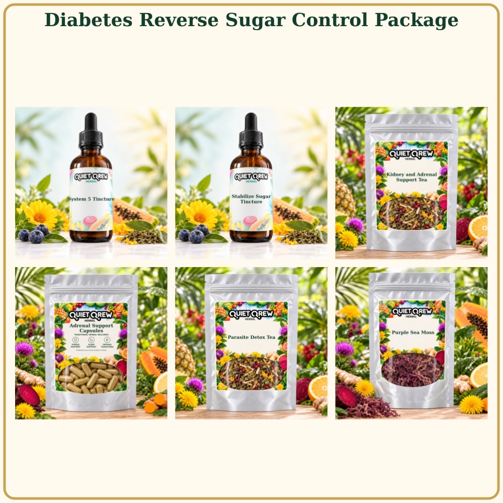 Diabetes Reverse Sugar Control Package — QuietQrew Herbal silver pouch packaging