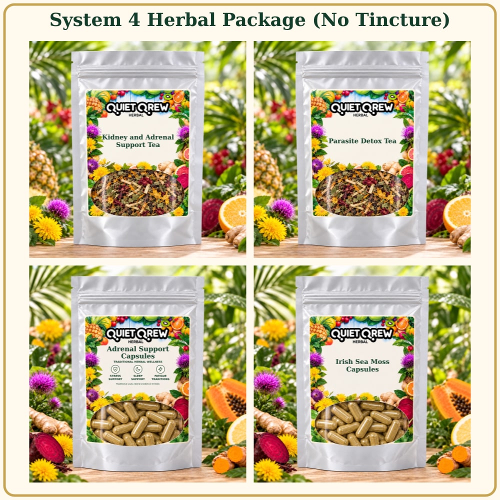 System 4 Herbal Package (No Tincture) — QuietQrew Herbal silver pouch packaging